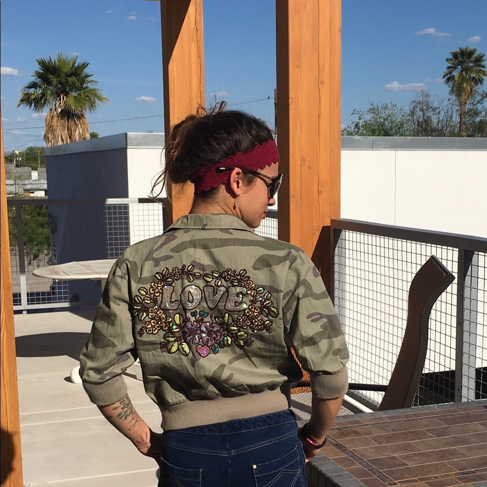 Beaded/sequined Camo Jacket